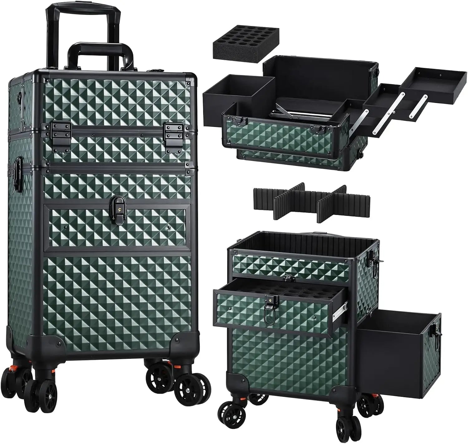 Professional Rolling Makeup Trolley Case with Wheels & Drawers