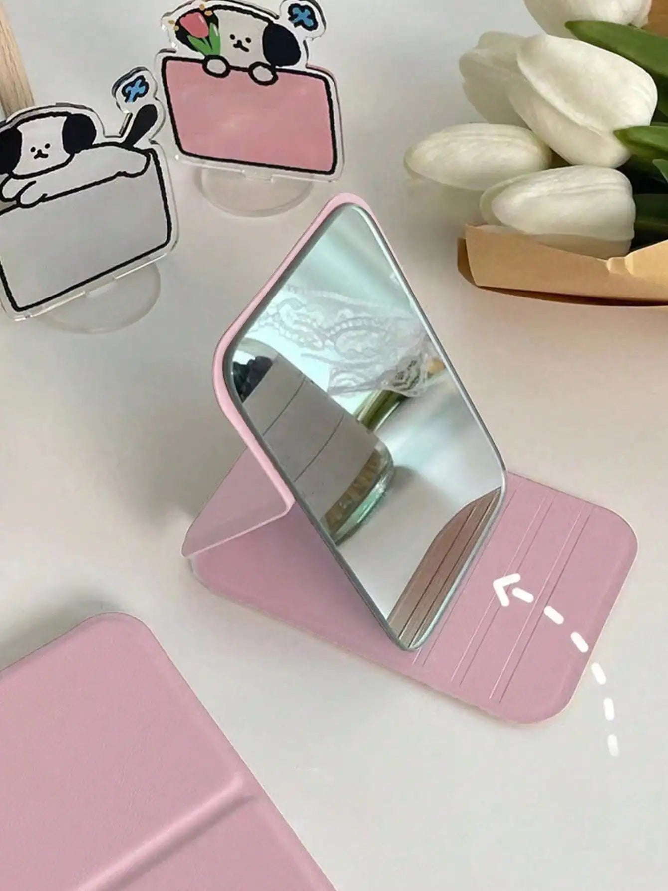 Foldable Leather Pocket Makeup Mirror