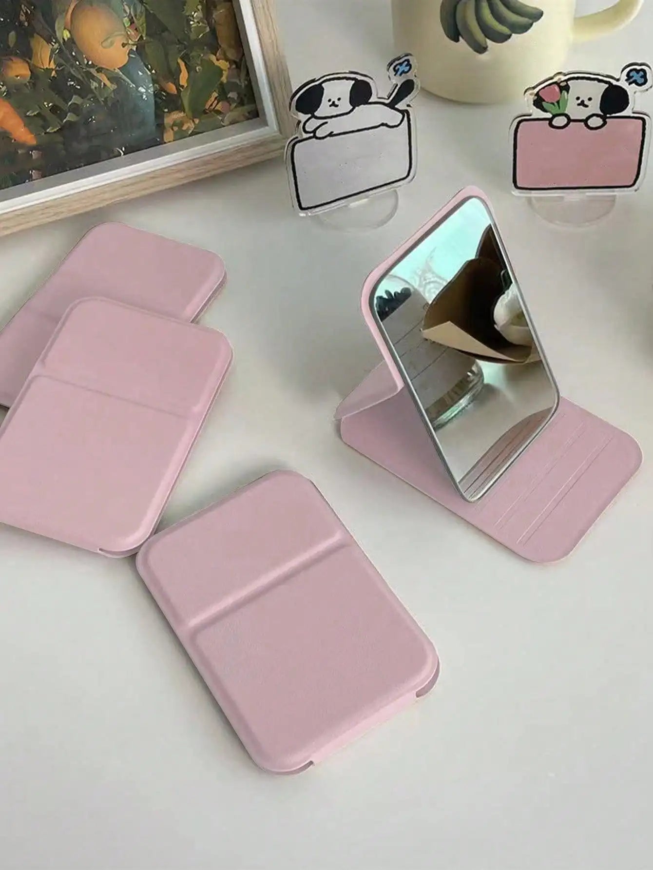 Foldable Leather Pocket Makeup Mirror
