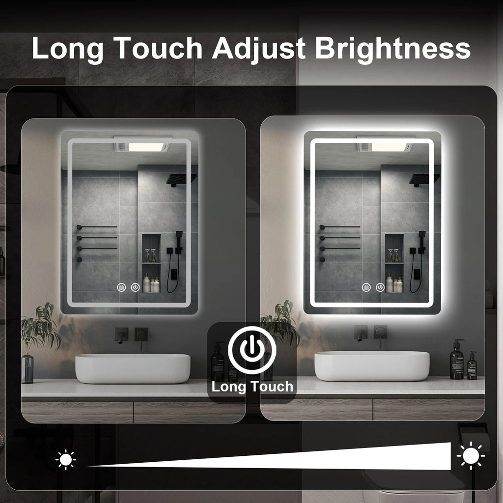 20x28 LED Backlit Bathroom Vanity Mirror with Demister