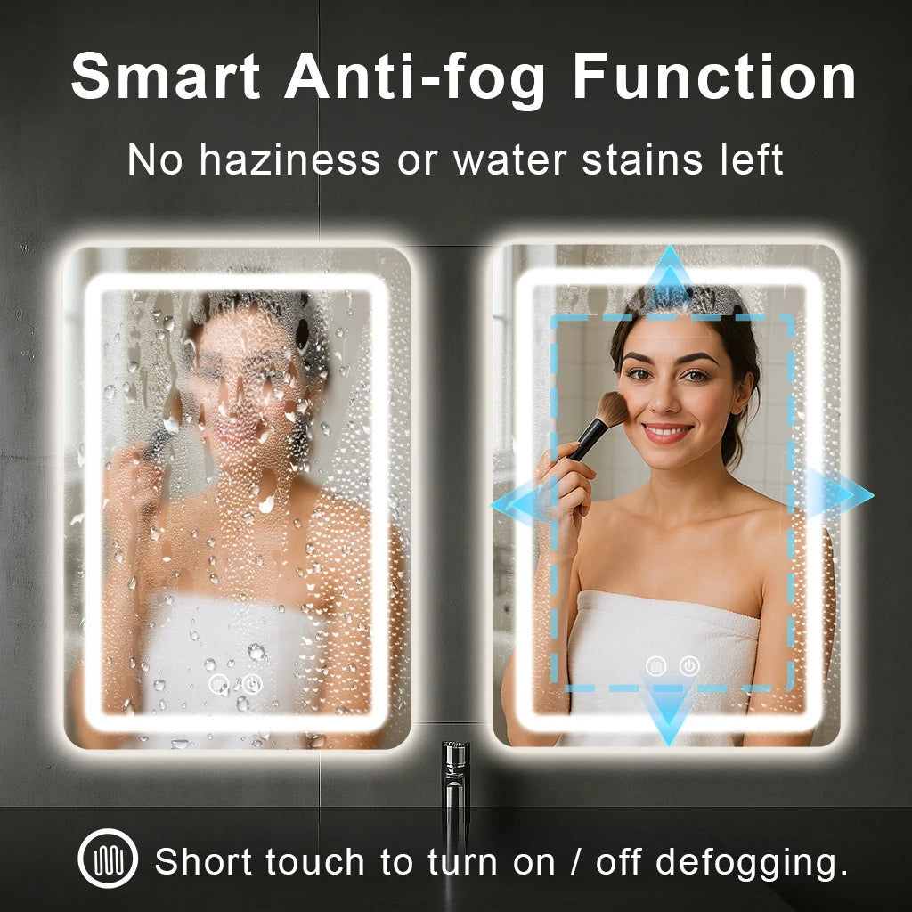 20x28 LED Backlit Bathroom Vanity Mirror with Demister