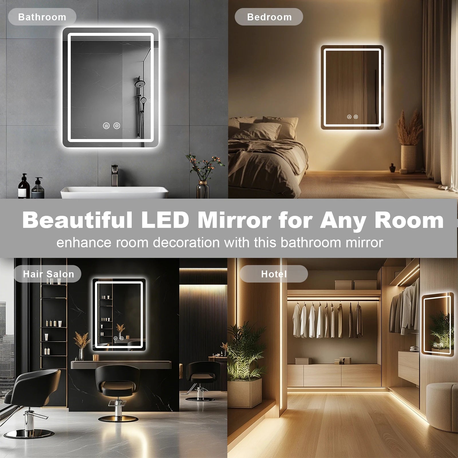 20x28 LED Backlit Bathroom Vanity Mirror with Demister