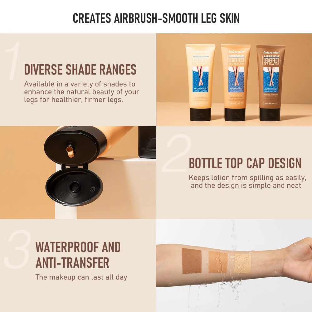 Leg Makeup Tanning Lotion / Waterproof Body Foundation for Even Skintone